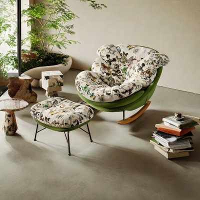 Seafuloy Leopard Teal Upholstery Rocking Chair W39536150